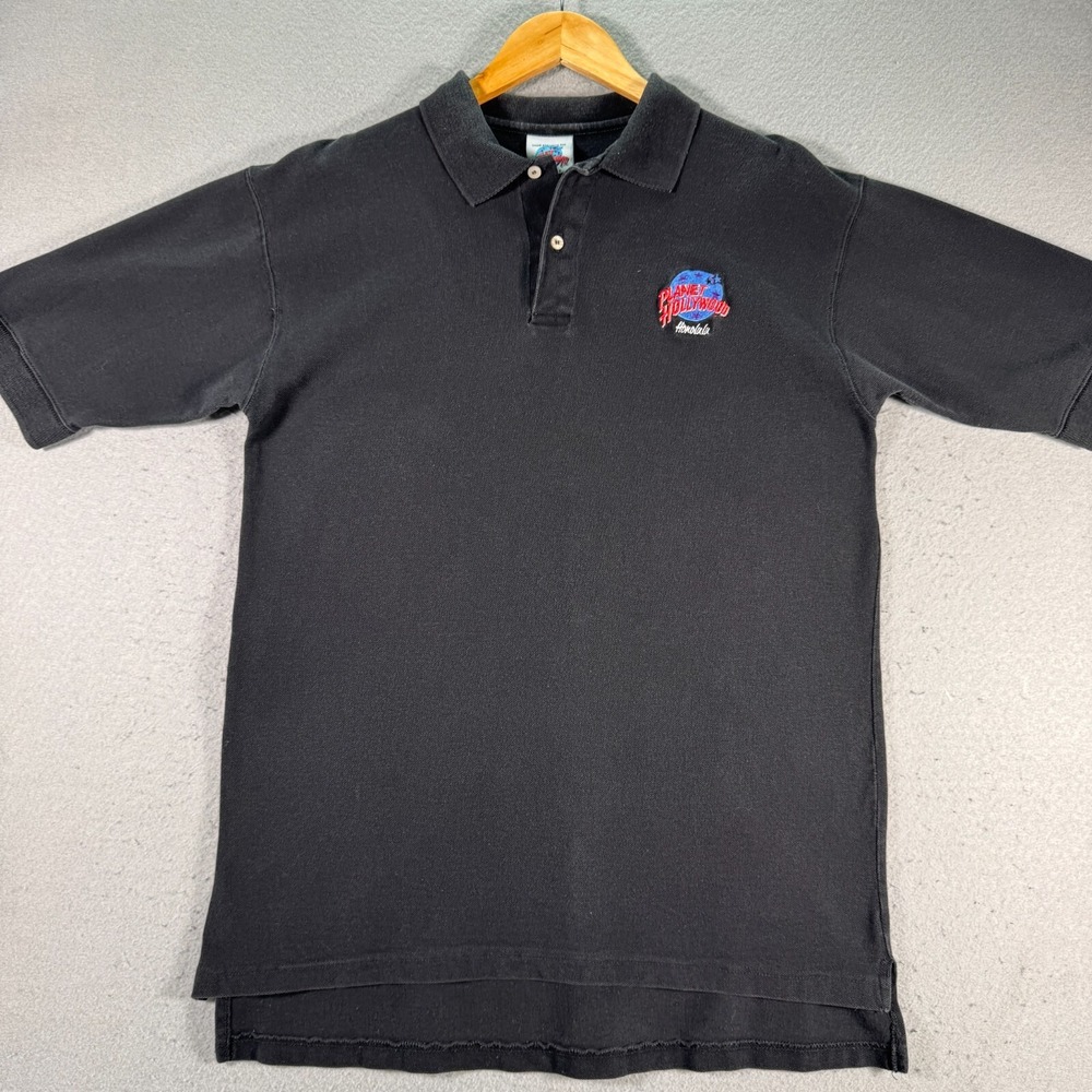 Vintage Planet Hollywood Honolulu Polo Shirt Mens Medium Black Licensed USA Made